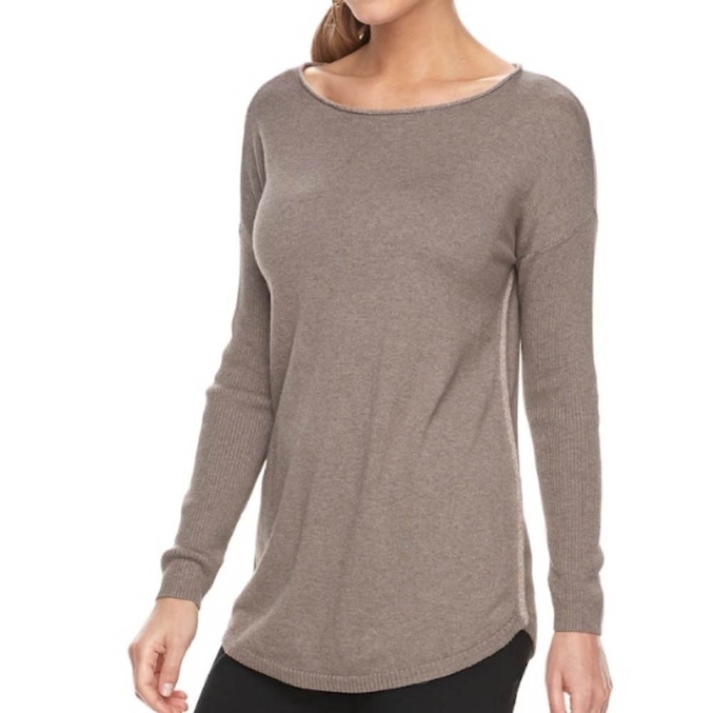 NWT Apt. 9 Lurex Boatneck Tunic Sweater Size L